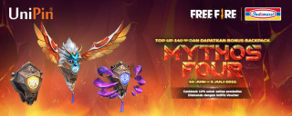 Dapatkan Bonus Backpack Mythos Four dan Cashback -10% untuk Setiap Pembelian Diamonds FF dengan UniPin Voucher